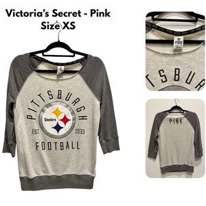 PINK Victoria's Secret Gray and White Pittsburgh Steelers Sweatshirt